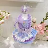 Vestido Lolita de Princesa de Verano para Mascotas Pequeñas, Nuevo Vestido Serie Verde Fresco y Morado, Ropa para Mascotas de Algodón Puro