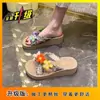 Sandalias Florales de Playa Estilo Tailandés Chanclas Xishuangbanna Sandalias de Tira Gruesa para Mujer Ins2025
