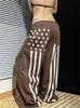 Pantalones anchos de mujer con estampado de estrellas retro americano, holgados y versátiles, cintura elástica, pantalones casuales, pantalones deportivos de chándal para chica hot de jazz