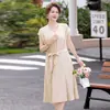 Vestido de Verano para el Día de la Madre para Mamá, Elegante Nuevo Vestido de Moda Delgado de Manga Corta Ajustado Versátil Talla Extra