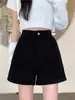 Pantalones Cortos de Pana para Mujer Otoño e Invierno 2023 Cintura Alta Adelgazantes Pierna Ancha Negro Retro Hot Girl Boot Shorts Que Hacen que las Piernas Parezcan Más Largas