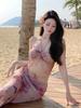 Dopamina Pura Garota Picante Sexy Estilo Chanel Puro Roupa de Banho Saia Longa Dividida de Férias na Praia Biquíni Feminino