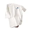 Camiseta blanca de manga corta Lightning Warehouse para mujer, cuello redondo, capa base de verano, corte holgado, talla grande, top sencillo estampado para mujer