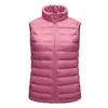 Chaleco de plumón nuevo Otoño/Invierno 2021 para mujer, corto, ligero, cálido, con cuello alto, chaqueta de moda casual