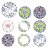 Manteles individuales de papel desechable con estampado de limón y hoja de eucalipto con lazo rosa, manteles individuales redondos de encaje para mesa de comedor