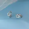 Pendientes de Estrella de Cinco Puntas Incrustados de Diamantes en Plata de Ley S925 Nalan, Lujo Accesible Diseño de Nicho, Elegantes Pendientes de Estrella M07818