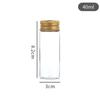 Frasco transparente de Cordyceps 30mm rosca tampa dourada bordada frasco de vidro transparente tubo de ensaio pequeno frasco de remédio frasco de embalagem para incenso de aloe