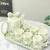 Juego de Tazas de Agua de Cerámica Estilo Crema para Sala de Estar del Hogar Hospitalidad Tetera de Flores Retro Taza de Té Regalo de Inauguración de Casa Boda