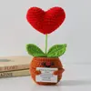 Flor de Tricô de Energia Positiva Transfronteiriça Planta em Vaso Produto Acabado Fio de Lã Flor de Simulação Ornamento de Mesa Boneca de Cartão de Mão
