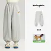 Pantalón Deportivo para Niñas Pudding Haru 2026 Primavera Nuevo Estilo Simple Versátil Pantalón de Chándal Holgado Infantil con Logo de Pony
