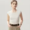 Camiseta de manga corta para mujer 2026 otoño e invierno, nueva, de estilo elegante, corte ajustado, de hilo Yangzi finamente hilado, lana finamente hilada
