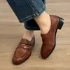 Primer Encuentro con los Mocasines de Doble Hebilla Estilo Británico para Mujer con Tacón Grueso, Nuevos Zapatos de Cuero Slip-On Retro Primavera 2026