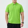 Camisa Polo Básica de Manga Curta Atualizada, Camiseta Masculina de Cor Sólida com Gola Lapela para o Verão, Top Simples Respirável de Malha Piquet