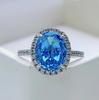 Mujing Nuevo 2021 anillo de diamante rosa ovalado 8*10 de alto carbono s925 estilo europeo y americano anillo de lujo para mujer