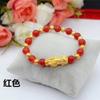 Pulsera de oro arena de Vietnam pulsera latón chapado en oro moda temperamento para hombres y mujeres pulsera de calcedonia roja verde joyería