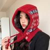Corea del Sur Gorro Pasamontañas Copo de Nieve para Mujer Otoño e Invierno Nuevo Gorro de Punto Cálido para el Cuello Protección Integrada para las Orejas Gorro de Lana