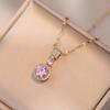 Collar Mujer Celebridad Cibernética Zircón Rosa Geométrico Nicho Lujo Ligero Nuevo Diseño Sentido Colgante Elegante Cristal Rosa Cadena Clavícula