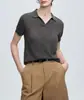 Top de punto ligero de lino con cuello polo y manga corta para mujer, 25 polos de punto de Lyocell vintage de verano con cuello en V