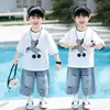 Traje de Manga Corta para Niños Verano 2026 Estilo Nuevo Short de Mezclilla para Bebé Conjunto de Dos Piezas Ropa Genial de Dibujos Animados para Niños