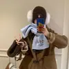 Bufanda de Punto Bordada de Pingüino Lindo de Dibujos Animados para Mujer Invierno Nuevo Estilo Coreano Grosor Adicional Protección para el Cuello Bufanda Cálida para Ropa de Abrigo