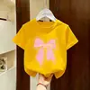 Camiseta de Manga Curta para Meninas 2026 Nova Roupa de Verão Infantil Top Algodão Puro Manga Meia-Manga Roupa para Meninas Crianças Grandes Roupas de Verão t
