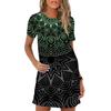 Vestido Nuevo de Mujer Negro Línea A Estampado Vintage Verano Manga Corta Suelto Casual Vestido de Mujer