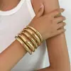 Moda Transfronteriza Europea y Americana Metal Texturizado Brillante Liso Anillo Pulsera Pulsera Diseño Pulsera de Resorte Facetada