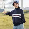 Sudadera de Color Block a Rayas con Cuello Alto para Niños, Color Nuevo Otoño 2026, Top de Moda de Otoño para Niños Panda Yuan Yuan