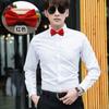 Grupo Hermano Vestido Mejor Hombre Camisa de Vestir Manga Larga Hombre Blanca Vestido de Boda Camisa de Novio Vestido Camisa Pulgada