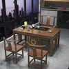 Novo conjunto de mesa de chá e cadeiras estilo chinês madeira maciça pequena mesa de chá suporte de chá apartamento pequeno escritório varanda mesa de chá integrada um conjunto completo