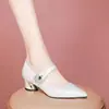 Novos Sapatos Femininos de Salto Médio para a Primavera de 2026, Sapatos Femininos de Couro Bico Fino, Sapatos Femininos Confortáveis de Couro Macio da Moda