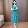 Novo vestido de seda de algodão de meia-idade e idosos verão jovem mãe de meia-idade saia longa floral elegante roupa externa