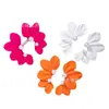 Novos Brincos de Flor com Pintura Spray Perolada Tridimensional com Senso de Design Vintage Brincos de Flor de Luxo Leve Europeus e Americanos Brincos Transfronteiriços para Mulheres