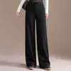 Pantalones de traje anchos para mujer color azul marino, nuevo estilo otoño 2026, de cintura alta, adelgazantes, con caída, pantalones casuales versátiles, pantalones de moda hasta el suelo