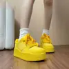 Zapatillas Amarillas de Moda para Mujer, Nuevas de Otoño 2026 Dopamina con Suela Gruesa para Aumentar Altura, Zapatos Casuales, Moda Estilo Ins