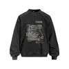 Sudadera con Capucha Redonda Lavada Vintage Estampado de Retrato para Hombre Holgada Casual Estilo Primavera/Otoño Pulóver Streetwear