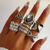 Joyería Yongge Anillo Minimalista Hueco Personalizado de Gama Alta Transfronterizo Conjunto de Anillos de Malla Abierta de Aleación Incrustados con Diamantes