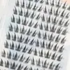 Cílios postiços sem cola 10 fileiras de alta capacidade girassol natural densos tufos únicos segmentados cílios superiores hastes finas pretas