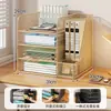 Prateleira de Armazenamento para Classificação de Assuntos Porta-livros de Mesa Estante em Camadas Porta-arquivos de Mesa para Estudante Prateleira de Armazenamento de Livros Uso Doméstico