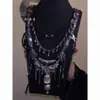 Collar de Cuentas Chino Accesorios Hanfu Estilo Nacional Doble Capa Apilable Borla Collar Largo Moda de Gama Alta