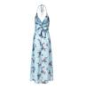 Exclusivo Transfronteiriço Vestido Feminino Amazon de Chiffon Estampado com Decote V e Alças Finas com Fenda, Vestido Maxi de Praia, Sexy e Emagrecedor