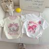 Camiseta de Manga Corta para Niña de Algodón Puro Ropa de Verano 2026 Nuevo Estilo de Verano Moderna Camiseta Bordada de Dibujos Animados Linda para Niños