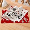Mantel individual de algodón y lino con borde cruzado, estampado navideño, para mesa de comedor, decorativo, aislante térmico, para cocina, restaurante, tela sencilla, impermeable
