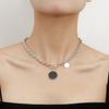 Europa y Estados Unidos joyería transfronteriza ins cadena de metal de aluminio cadena de moda cool colgante de fritilaria negra collar cadena de suéter para mujer alto sentido
