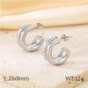 Pendientes de acero inoxidable en forma de C, estilo retro de Hong Kong, ligeros y lujosos, con diamantes sencillos que combinan con todo, pendientes avanzados en forma de C.