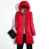 Nueva Chaqueta Ligera de Plumas Otoño/Invierno 2025 para Mujer, de Longitud Media, Ligera, Abrigo Talla Grande con Capucha Desmontable, Ropa Cálida