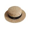 Sombrero Plano de Rafia Tejida de Textura Gruesa Nuevo de Primavera y Verano Sombrero de Rafia Hecho a Mano para Vacaciones y Protección Solar Sombrero de Ala Plana