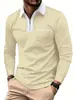2026 Cremallera Transfronterizo Amazon Nueva Camisa Polo de Manga Larga para Hombre Casual Cuello Campana Estilo Europeo y Americano