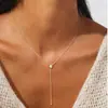 Collar Geométrico Retro en Forma de Y de Acero Inoxidable Simple Europeo y Americano Diseño de Nicho Nuevo Collar Versátil Joyería para Mujeres