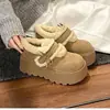 Zapatos de Algodón para Nieve de Suela Gruesa para Mujer Invierno 2026 Nuevo Estilo Felpa Gruesa Antideslizantes Calientes para Exteriores Mayor Altura Zapatos Retro Birkenstock